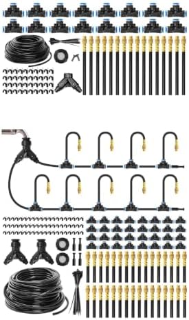 Garden Drip Irrigation Set with Adjustable Brass Nozzles, 1/4 Inch Tubing and Fittings for Home Outdoor Plant Care - Image 4
