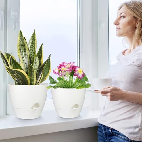 QRRICA 12/10/9 Inch Self Watering Pots for Indoor/Outdoor Plants - Image 6