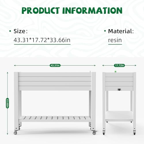 Large Elevated Raised Garden Bed with Legs,Outdoor Planter Box with Storage Shelf Drain Plug Water & Monitor for Backyard,Patio,Balcony(Ashen - Image 3