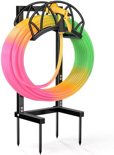 Garden Hose Holder, Freestanding Water Hose Reel Stand, Holds 160 FT, Black by HZE