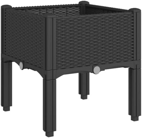 Garden Planter Box with Legs 15.7x15.7x16.5 Elevated Black PP - Image 6