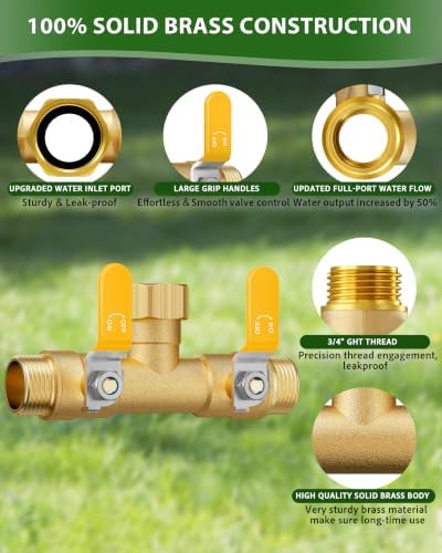Hose Splitter 2 Way, Heavy Duty Brass Garden Hose Splitter - Image 4