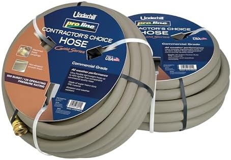 Underhill Proline Gold Series Commercial Garden Water Hose 50 ft, Lightweight, Heavy-Duty, Flexible, Kink Free, Industrial, 500 psi, H58-050PR0-G 5/8" x 50', Gold by Underhill