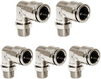 Beduan Brass BPL Push to Connect Air Fittings Elbow 3/8" Tube OD x 1/2" NPT Male 90° Degree Adapter (Pack of 5) by Beduan