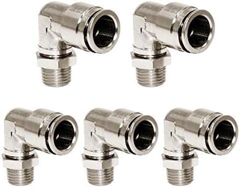 Beduan Brass BPL Push to Connect Air Fittings Elbow 3/8" Tube OD x 1/2" NPT Male 90° Degree Adapter (Pack of 5) by Beduan