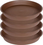4 Pack of 18 19 inch Plant Saucer Drip Tray (16.6 inch Base), Heavy Duty Large Deep Plant Saucers for Pots, Bird Bath Bowls, Plastic Planter Water Trays for Indoors Outdoor (18", Chocolate) by Bleuhome