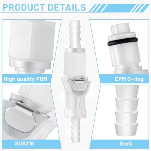 Chunful 20 Pcs 3/16" Quick Disconnect Connect Hose Barb Insert Fittings Plastic Male Female Coupling Connector 10 Female and 10 Male Connectors - Image 3