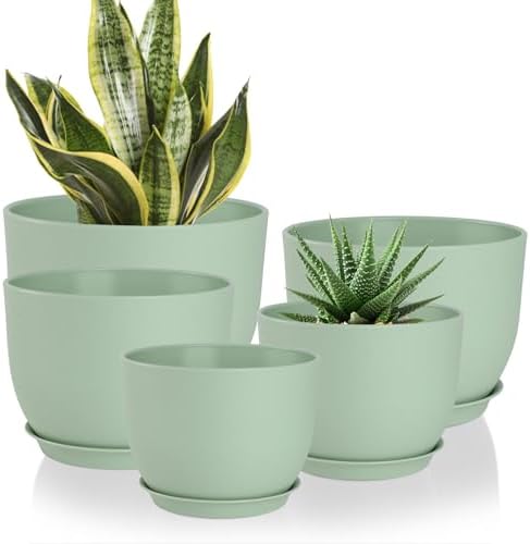 YNNICO Plant Pots 10/9/8/7.5/7 inch with Multi Mesh Drainage Holes by AFamilyofGardenLovers