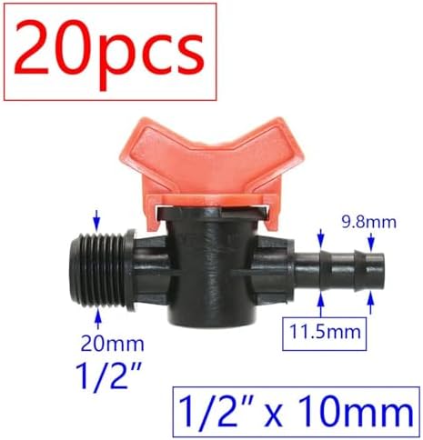 20pcs Drip Irrigation Valve 4/7 3/8/10/12/16/20 /25mm Pipe Garden Tap 1/2" 3/4" Male Thread Water Hose Barb Connector(L) - Image 2