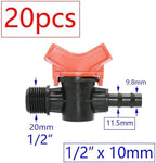 20pcs Drip Irrigation Valve 4/7 3/8/10/12/16/20 /25mm Pipe Garden Tap 1/2" 3/4" Male Thread Water Hose Barb Connector(L) - Image 2