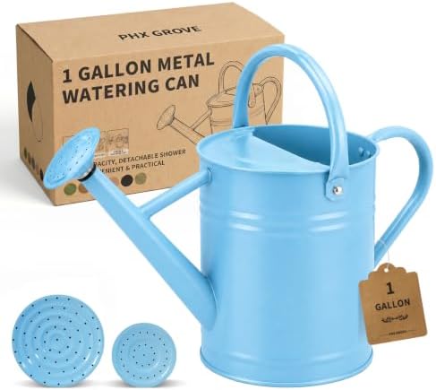 1 Gallon Metal Watering Can for Indoor Outdoor Plants, Sky Blue by PHXGrove