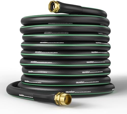 GreatBuddy 100 ft Garden Hose, Flexible Rubber Water Hose 5/8" by GreatBuddy