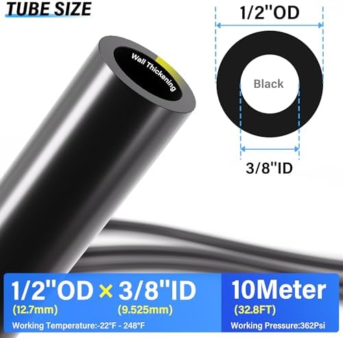 TAILONZ Black 1/2" OD Nylon Air Brake Hose 60M/200ft - Image 2