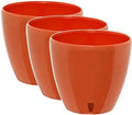 Santino 8.8 Inch Deco Self Watering Pots for Indoor Plants in Poppy-RED (Set of 3) - Decorative Flower Pot with Water Level Indicator and Drainage Cartridge for All House Plants, Flowers and Herbs by Smart+Planters