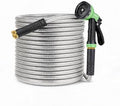 25FT Heavy-Duty Stainless Steel Garden Hose with Spray Nozzle, No-Kink Design by TackMind