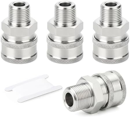 TAISHER 4PCS 304 Stainless Steel 3/8" Male NPT High Pressure Washer Quick Connect Coupler for Pressure Washing Gun Hose Accessories by TAISHER