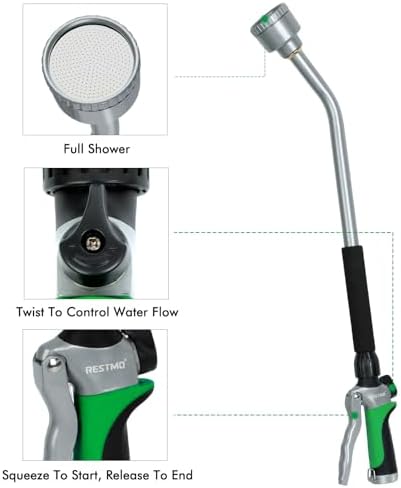 RESTMO 24 Inches Long Watering Wand for Garden Hose, Full Shower Spray Wand - Image 5