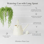 1 Gallon Plastic Watering Can with Long Spout & Dual Handles for Indoor Plants, Hanging Baskets - White, Yellow, Green, Gray - Image 5