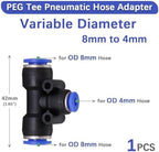 For Variable Diameter For Tee Hose Adapter Slip Lock For Pneumatic Tube Fittings For Quick Insert For DIY For Garden Irrigation For Connect Repair 1 Pcs/5 Pcs(PEG 8mm to 4mm,5 pcs) - Image 2