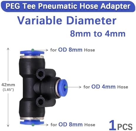 For Variable Diameter For Tee Hose Adapter Slip Lock For Pneumatic Tube Fittings For Quick Insert For DIY For Garden Irrigation For Connect Repair 1 Pcs/5 Pcs(PEG 8mm to 4mm,5 pcs) - Image 2