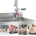 24"x20"x42" Stainless Steel Utility Sink, Freestanding Single Bowl with Hot & Cold Water Faucet, Commercial Kitchen Laundry Bathroom Garage Garden Sink - Image 3