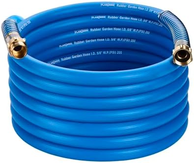 5/8 IN. × 50FT. Heavy Duty Rubber Garden Hose, High Flow 5/8" I.D. Brass Fitting No Memory Durable Heavy Duty Water Hose for Watering, Irrigation, Water Transfer Pump by Flaronro