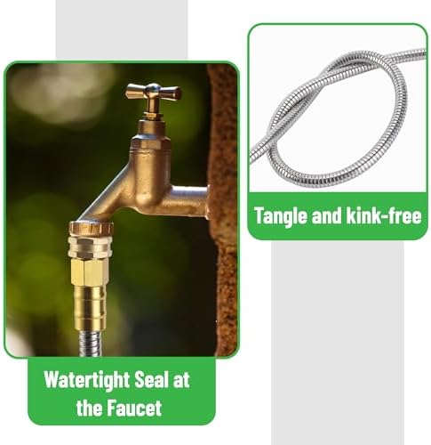 UNCO- Stainless Steel Metal Hose with 4 Function Brass Nozzle, 75 ft, No Kink, Metal Garden Hose - Image 5