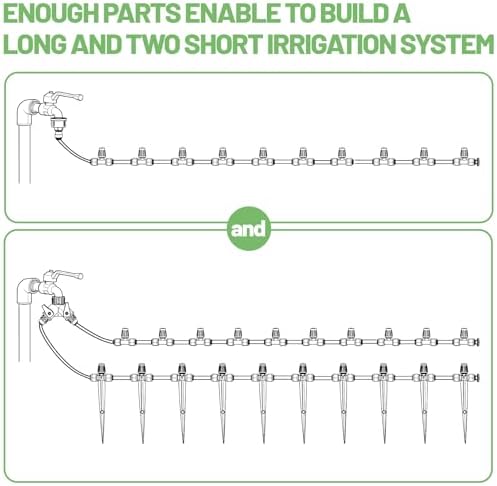Riboud 165FT Drip Irrigation Kit, Quick-Connect Garden Watering System with 30 Adjustable Misting Nozzles for Garden Greenhouse, Hanging Plants, Raised Beds - Image 3