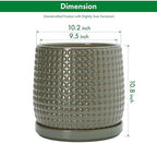 D'vine Dev Beaded Ceramic Pot with Saucer, 10 in, Olive, 27-C-P-0 - Image 3