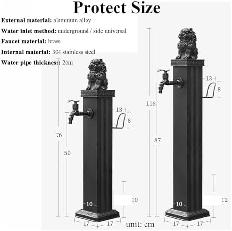 Floor Mounted Faucet Outdoor Water Pipe Vertical Fountain Irrigation Column,304 Stainless Steel Vertical Garden Water Column, Outdoor Independent Water Pipe with Locking All Copper Faucet, 1 - Image 2