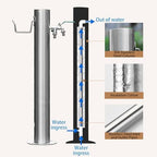 Stainless Steel Garden Water Column with Faucet - Outdoor Anti-Freeze Fountain & Hose Connector for Irrigation & Washing (Single Faucet, 50x20.5cm/19.7x8.1in) - Image 3