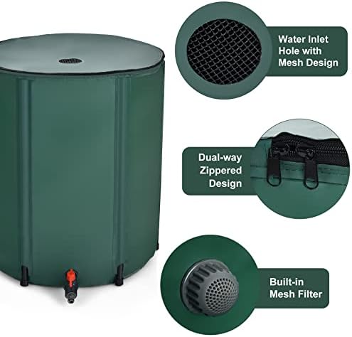 Happygrill 60 Gallon Collapsible Rain Barrel, PVC Rain Water Collection Barrel with Spigot Water Storage Container & Top Mesh, Portable Rain Barrels to Collect Rainwater from Gutter for Garden Lawn - Image 6