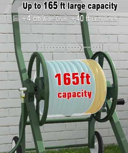 Artigarden Garden Hose Reel Cart with Wheels Outdoor Water Hose Reels Green - Image 3
