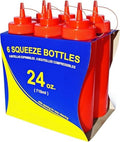 New Star Foodservice Plastic Squeeze Bottles, 24oz, 6 pk, Red by NewStarFoodservice