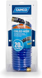 Camco 20' Self Coiling Water Hose with Brass Fittings and 1.5" ID for Marine Use, Cleaning, Car Washing and Gardening, Blue - Image 2