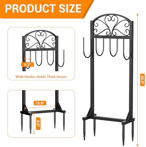 Garden Hose Holder for Outside - Freestanding Metal Water Hose Holder Stand Holds 151ft, Heavy Duty Garden Hose Storage Hanger Rack for Outdoor Yard Patio - Image 2