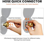 All-Metal RV Quick Connect Spray Port with G1/2" & GHT 3/4" Adapters, Exterior Water Hookup for Camper & Trailer, Stainless Steel Quick Connector, Magnetic Dustproof Cover, Rust & UV Resistant (Black) - Image 2