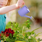Small Metal Watering Can Set, Pink, 1.2L and 0.23L Garden Cans with Long Spout, Indoor Outdoor Plant Care (Purple) - Image 4