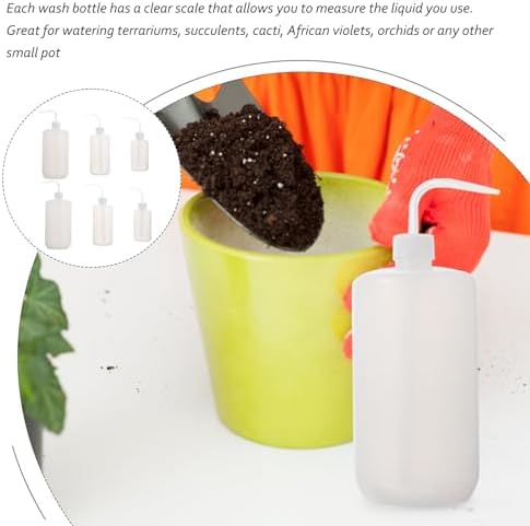 VICASKY 6 Pcs Plastic Watering Bottle Flower Watering Can 250ml 500ml 1000ml Water Squirt Bottle for Eyelash Extensions Eye Wash Tattoo Lab Tip Liquid Storage (White) - Image 7