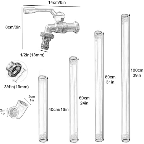 Floor Mounted Faucet Outdoor Water Pipe Vertical Fountain Irrigation Column,Stainless Steel Freestanding Garden Water Column - 304 Anti-Freezing Outdoor Faucet, 16in (40cm) Durable & Weather - Image 3