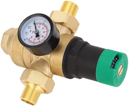 Water Pressure Regulator, 40 Microns Filter Drinking Water Pressure Regulator with Meter, Brass for Homes, Gardens, Buildings & Factories (1/2 inch (DN15)) - Image 2