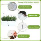 2 Pack Rectangular Planter 17 x 4.5 in Self Watering Planter Window Sill Planters Indoor Rectangle Planter Self Watering Pots Plastic Plant pots with Drainage Holes White Flower Pot Indoor - Image 5