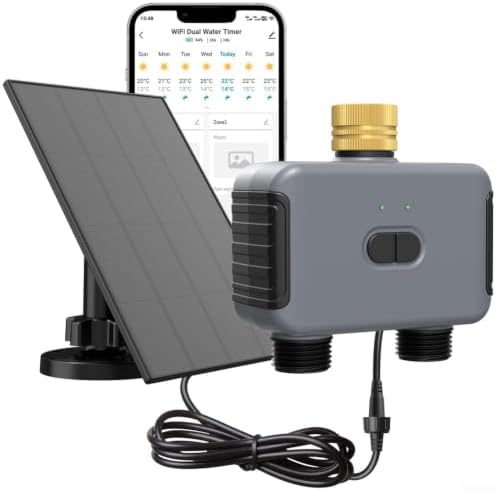WiFi Solar Irrigation Controller Dual Outlet Timer Waterproof by Unknown