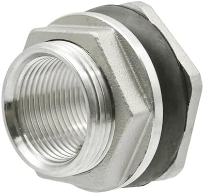 Hose Connector BSP Female Thread 304 Stainless Steel Pipe Fitting Coupler Water Tank Hole Drain, for Home Garden Hose Connectors Adapter Fitting(DN20) by Unknown