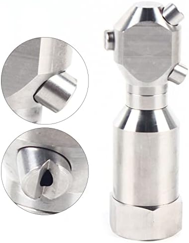 3/4" Portable Rotary Cleaning Nozzle with 3 Jet, Head Internal Thread Washing Nozzle 360° Rotating Stainless Steel Washing Spray Nozzle for Indoor/Outdoor Cleanings (1" Internal Thread) - Image 2