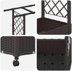 Raised Garden Bed with Trellis Roof Wheels Brown 64in - Image 6