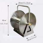 Wall Mount Metal Garden Hose Reel, Portable Stainless Steel Hanger Box for Car Patio Cleaning Yard Farm and Patio(20m Water Pipe) - Image 2