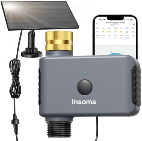 Solar WiFi Water Timer, Smart Solar Hose Timer for Garden, 365-Day Power by Insoma