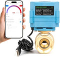 U.S. Solid WiFi Smart Motorized Ball Valve 1 inch NPT for Water Control & Irrigation, 2 Way Brass Electric Valve, USB Powered, LED Status Indicator, Flow Direction Window, Remote On/Off Control by USSolid