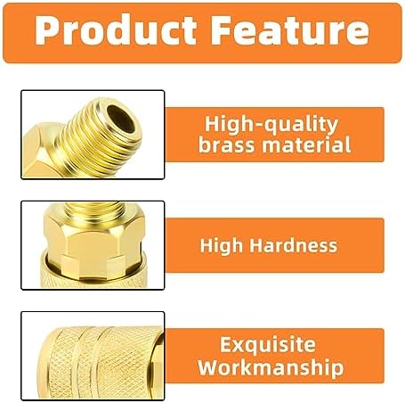 GASHER 12PCS 1/4-Inch Male Industrial Coupler,1/4 Inch NPT Male Threads Size, Quick Connect Air Coupler (Pack of 2) - Image 5